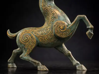 Ornamental Rearing Horse Sculpture 3D print model
