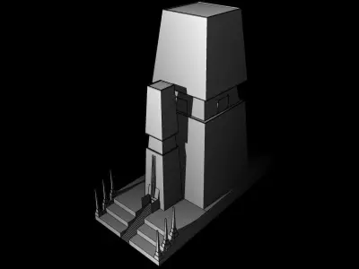 Ancient religious temple of a lost civilization Low-poly 3D model