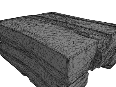 Rustic Wooden Pallet Boards Stack Low-poly 3D model