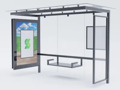 German Berlin Modern Bus Stop Shelter 3D model
