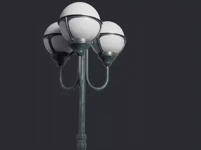 Spherical Street lamp whith triple stand 3D model