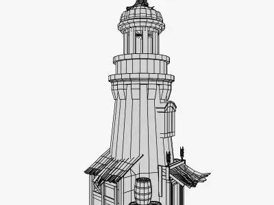 Medieval Lighthouse Low-poly 3D model