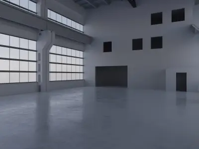 Factory Hall Interior 3 Low-poly 3D model