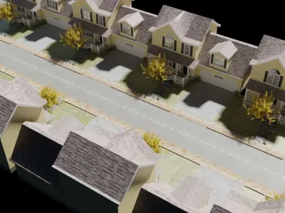 Cartoons Street  Low-poly 3D model