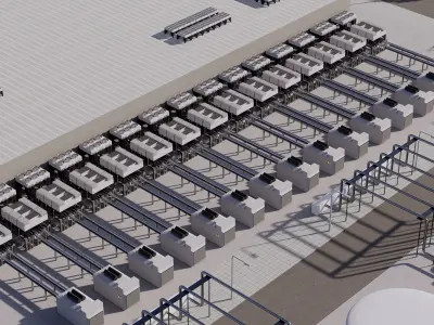 Apple Data Center Building with Interior 3D model