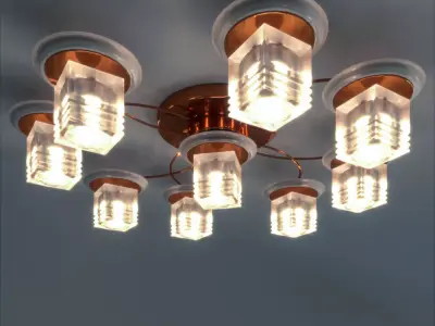 Chandelier ceiling light with six lights Free low-poly 3D model
