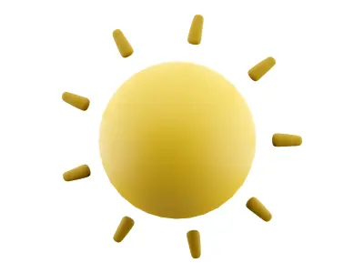 3d  sun cartoon  icon 3D model