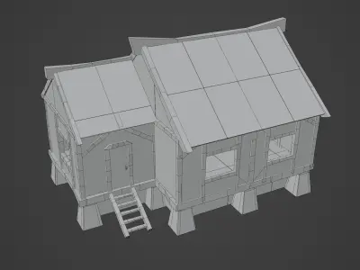 Old House game geady PBR Free low-poly 3D model