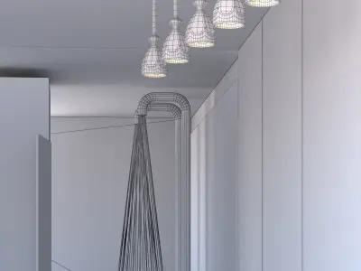 Bathroom four light fixtures in kitchen 3D model