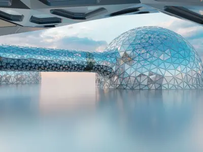 Sci Fi future Mars Base Glass City 3D model