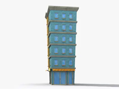 Cartoon Building x29 Low-poly 3D model