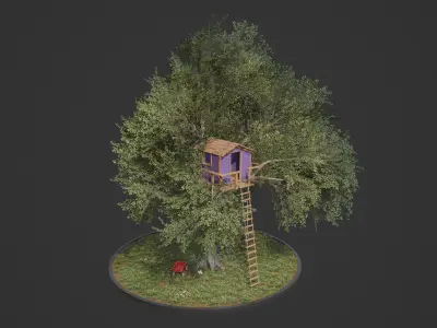 PBR Assets - Cozy Tree House Low-poly 3D model