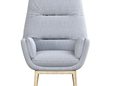 chair lounge in light with wooden legs 3D model