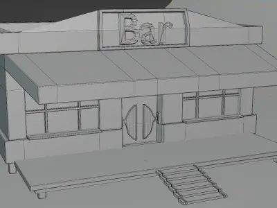 Low Poly Western Bar Low-poly 3D model