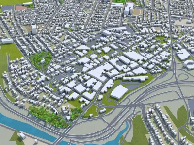 Saint Catharines Ontario Canada 25km Low-poly 3D model