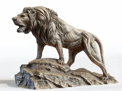 Lion standing on a stone Collection 3D Model Pack