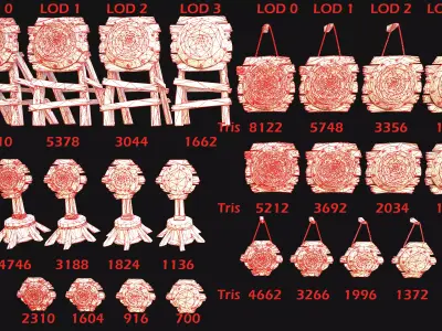 Medieval Wooden Target  Shooting Range  Furniture Pack  Low-poly 3D model