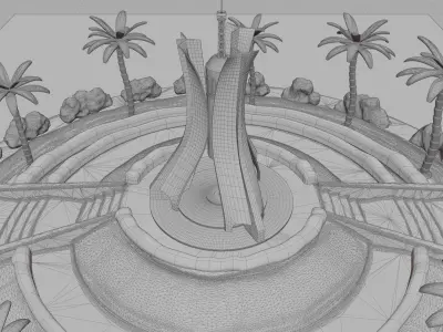 Algeria Martyrs Memorial Low-poly 3D model