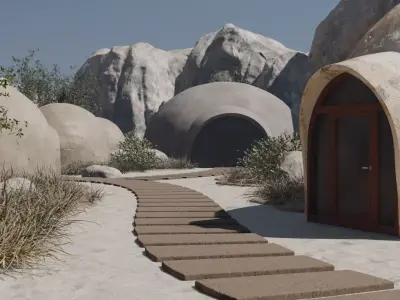 Desert Village Oasis 3D model