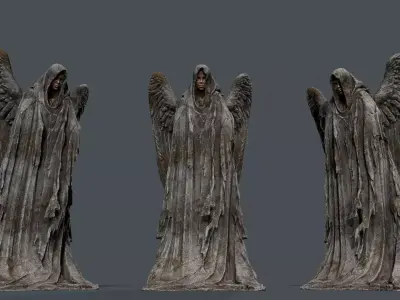  angel woman Statue Low-poly 3D model