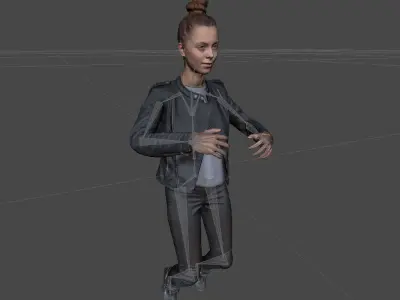 A Pose girl in leather skirt Rigged Low-poly 3D model