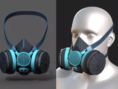 Gas mask helmet 3d safety isolated fantasy futuristic  Low-poly 3D model