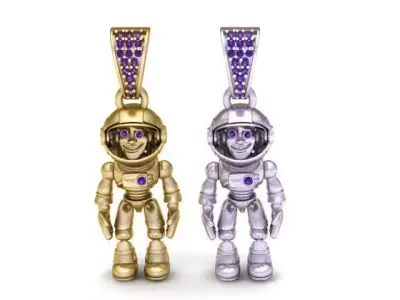 Golden AstroBot Pendant Jewelry 3D Printable Model 3D print model
