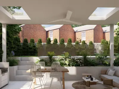 3D Exterior Scene 3D model design garden and landscape 3D 3D model get