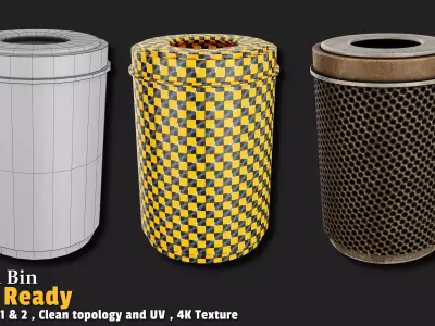 Trash Bin  Game Ready VOL01 Low-poly 3D model