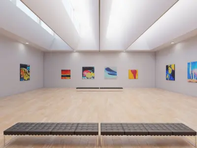 Art Museum Gallery Interior 11  Low-poly 3D model