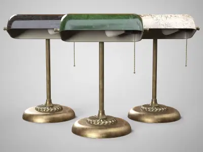 Vintage Banker Lamp - Retro Office Lamp AAA Game Ready Low-poly 3D model