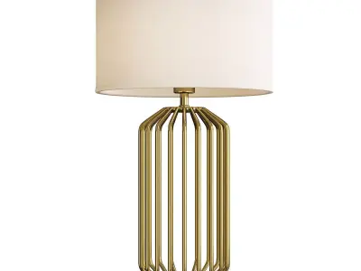 Caged Gold Linen Shade Table Lamp Low-poly 3D model
