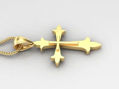 Light Gold 18K Cross Pendant 2CP040 3D print model