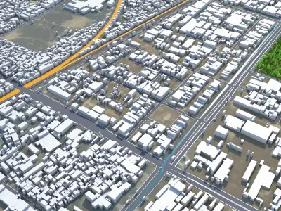 Ghaziabad India 40km Low-poly 3D model