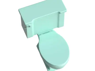 Vtg Mid Century Sky Blue Porcelain Toilet Old Bathroom Lavatory  3D model