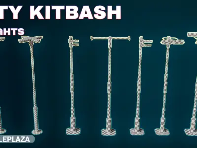 7 Street Lights - Traffic  Light Low-poly 3D model