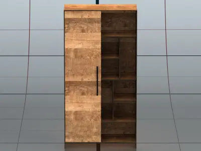Cupboard PBR wooden bookcase 3D model