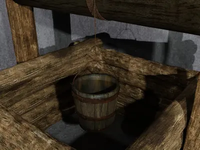 Old Well Low Poly model modular Low-poly 3D model