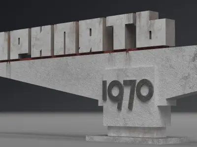 Pripyat monument sign Low-poly 3D model
