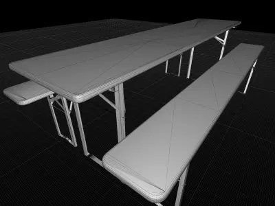 Bavarian Beerbench-Festzeltgarnitur-Bierbank table with bench Low-poly 3D model