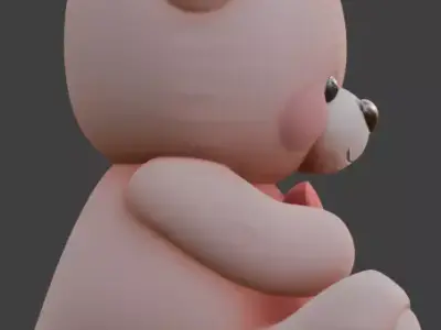 Valentines Day Teddy Doll 3D Model Low-poly 3D model