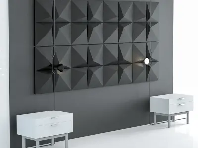 Headboard room with wall and furniture 3D model