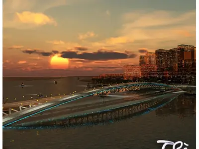 PEDESTRIAN RIVER BRIDGE 3D model