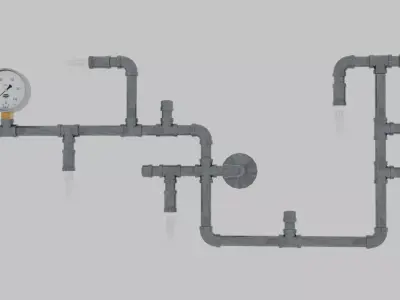 Steampunk Pipe Fitting Wall Mounted Lamp Low-poly 3D model