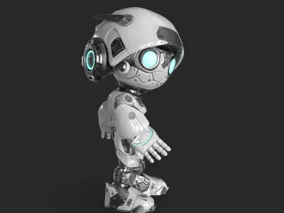 Droid RIGGED Low-poly 3D model