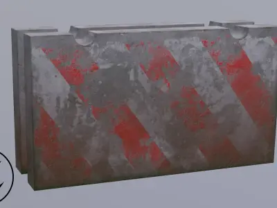 Concrete Barrier LOW POLY Low-poly 3D model purchase