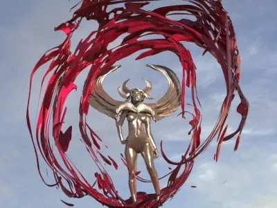 Egyptian seth statue with portal  3D model