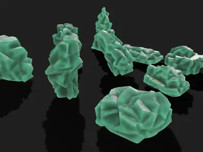 Mountain ice Rocks - PBR Pack 11 Low-poly 3D model