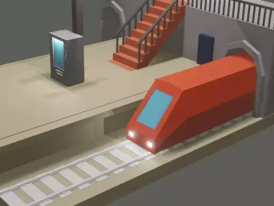 LowPoly SubwayStation Ue4 GameDev Unity Low-poly 3D model