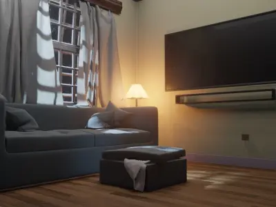 interior living space with furniture 3D model